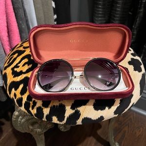 Gucci Sunglasses Gold 56mm round lens $400